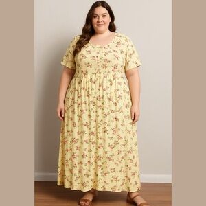 Vintage La Cera Women’s Maxi Rayon Long Lounge Milkmaid Dress Size XL Boho